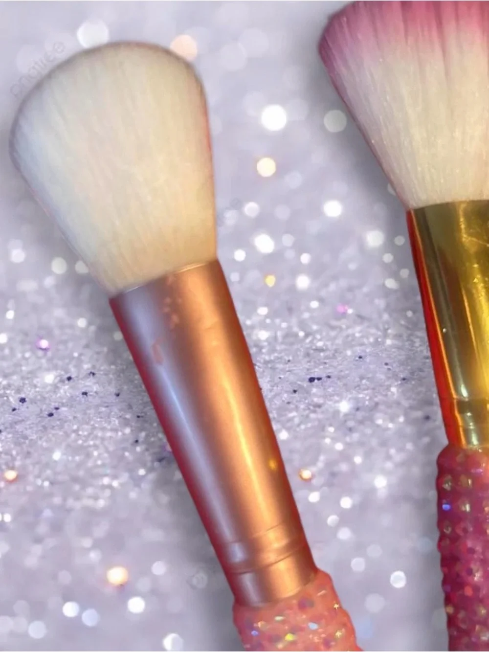 Pink Rhinestone Gradient Makeup Brushes - Set of 2